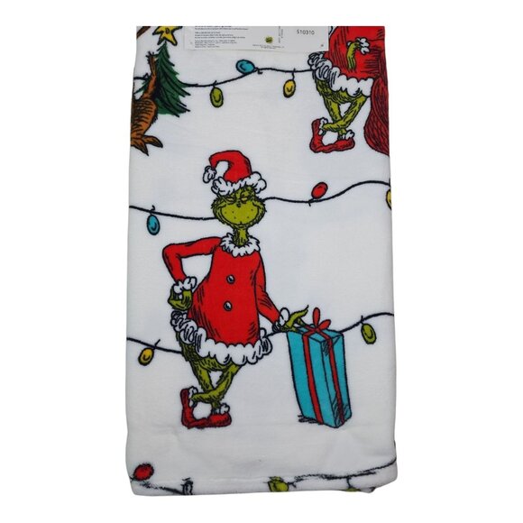 Dr. Seuss The Grinch Oversized Throw Blanket 60" X 70" Christmas Lights Holiday - Picture 5 of 11